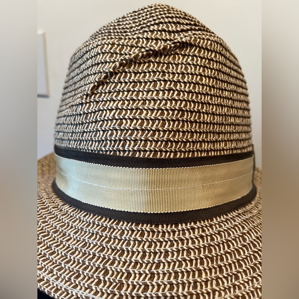 SAC Suzette Art Couture Straw Fedora Hat Size M - Picture 5 of 10